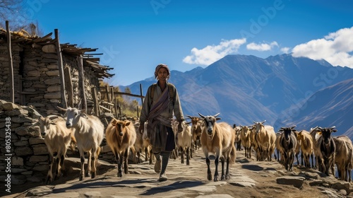 mountain herd goat farm photo