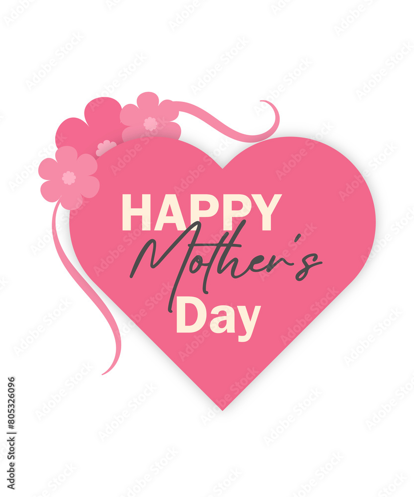 Happy Mother's day greeting with heart and flowers