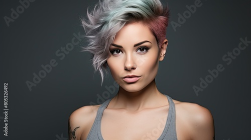 young female headshot grey background