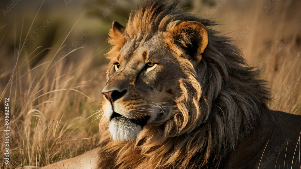 Photorealistic close-up of a majestic lion's mane, individual hairs glistening in the sunlight., photo, cinematic, conceptual art, Photorealistic close-up of a majestic lion's mane, individual hairs glistening in the sunlight., photo, cinematic, conceptual art,