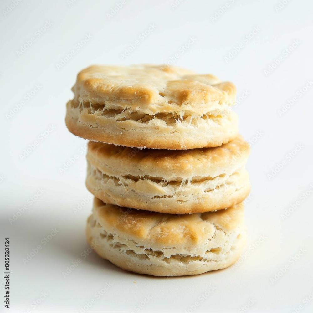 A stack of delicious biscuits precariously balanced on top of each other A stack of delicious biscuits precariously balanced on top of each other