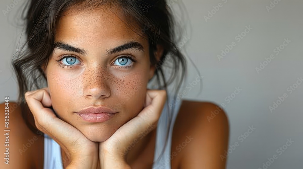 Beautiful Young Woman With Blue Eyes Posing Beautiful Young Woman With Blue Eyes Posing