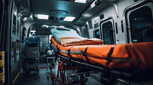 patient blurred ambulance interior