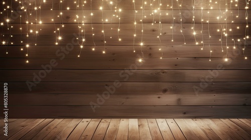 string wooden background with lights