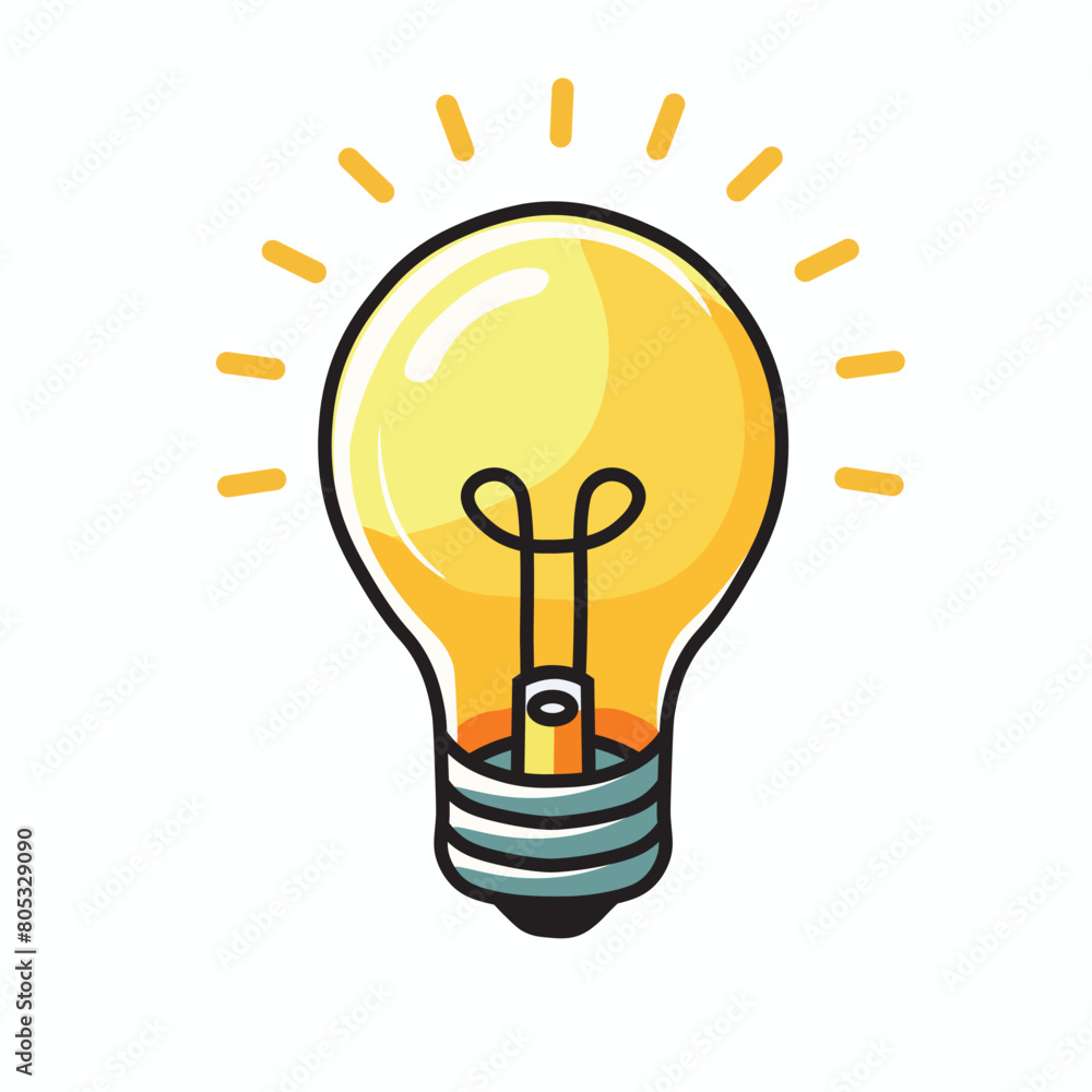 Illustration Vector Graphic Cartoon of a Lightbulb, Symbol of Ideas and Innovation Illustration Vector Graphic Cartoon of a Lightbulb, Symbol of Ideas and Innovation