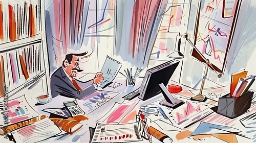Illustration showcasing the technological aspect of a Financial Analyst's role