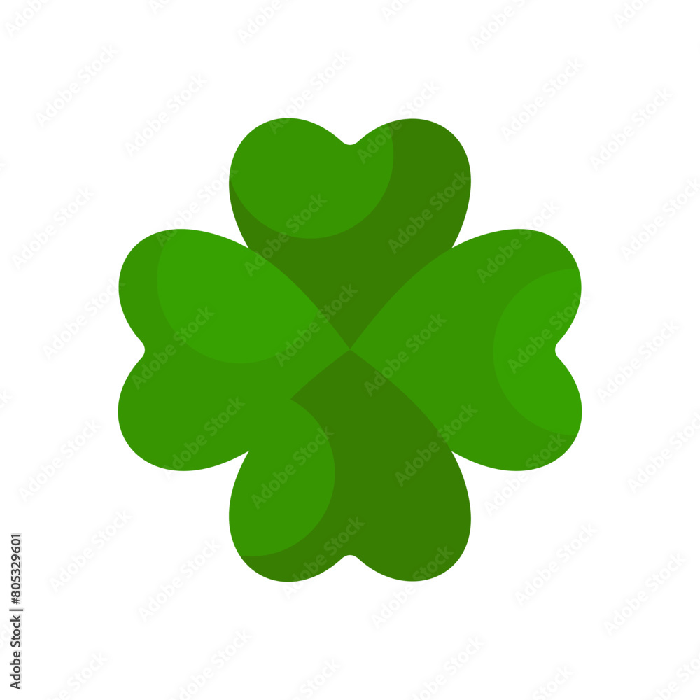 Flat shamrock icon. Clover four leaves logo. Green floral symbol.