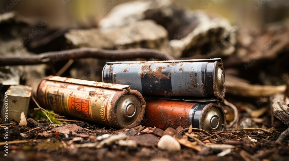 rust old batteries In the second photograph