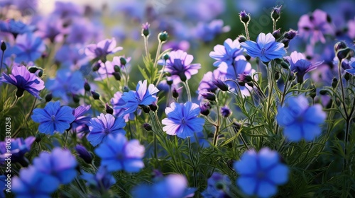 lscape blue and purple flowers