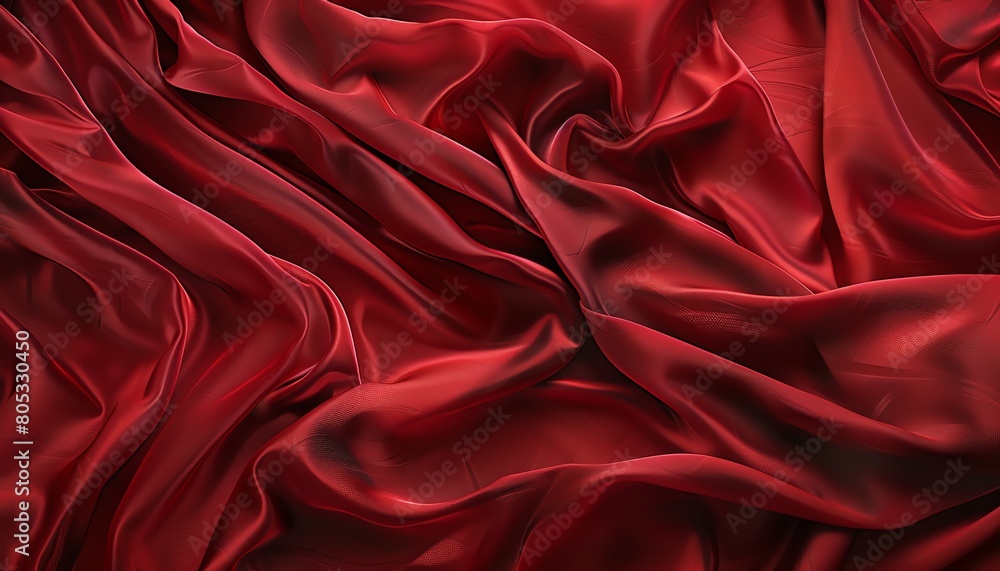 Red crumpled silk fabric with highlights and shadows. Red crumpled silk fabric with highlights and shadows.
