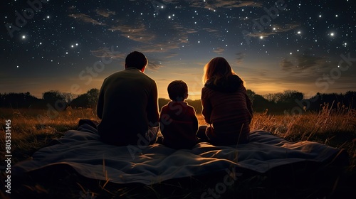 blanket family looking at stars photo