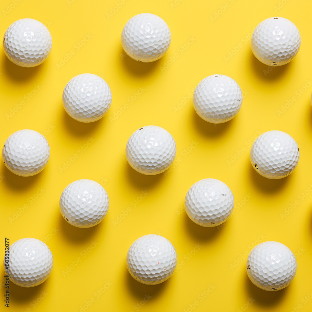 golf balls on yellow background, banner golf balls on yellow background, banner