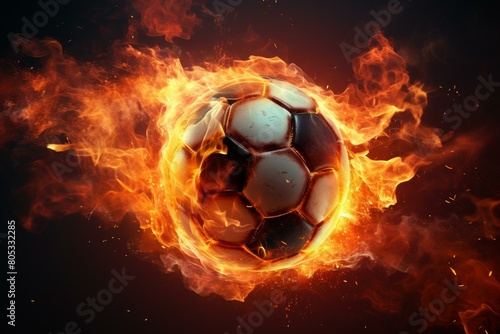 Athletic Soccer football flame. Goal equipment. Generate Ai