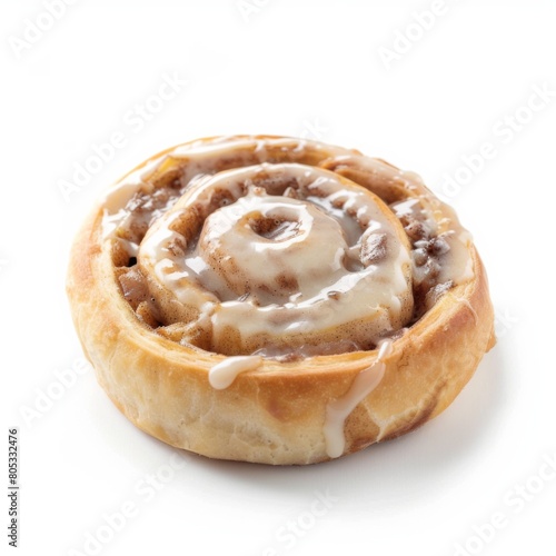Wallpaper Mural A fresh cinnamon roll topped with icing on a white background Torontodigital.ca