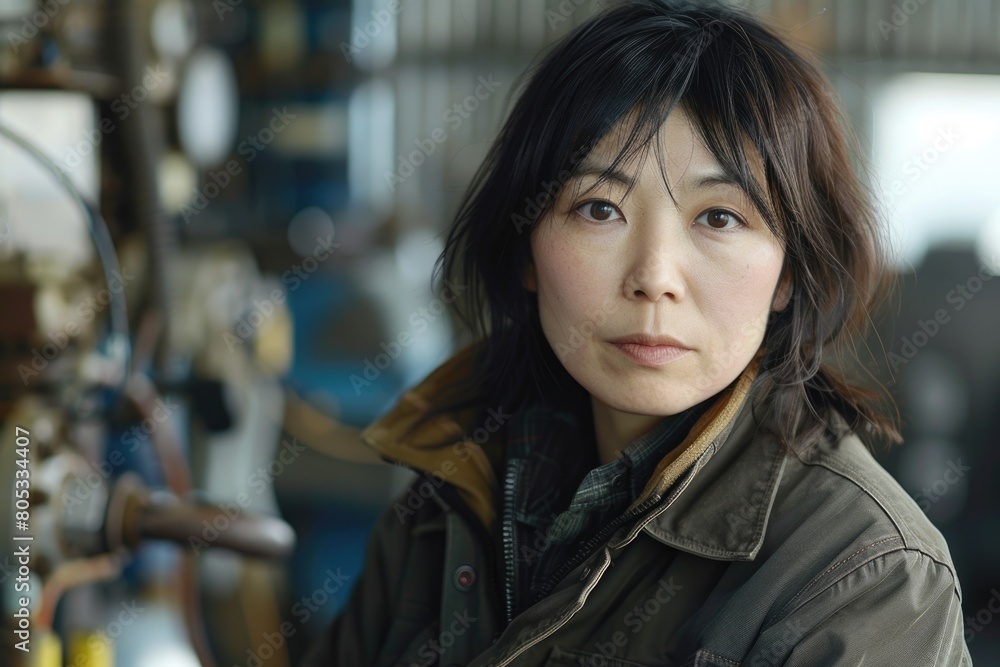 Japanese woman in work clothes Japanese woman in work clothes Japanese woman in work clothes Japanese woman in work clothes