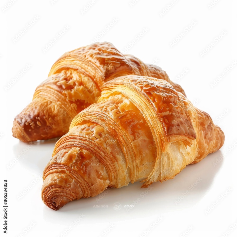 Two delicious croissants positioned on top of each other Two delicious croissants positioned on top of each other
