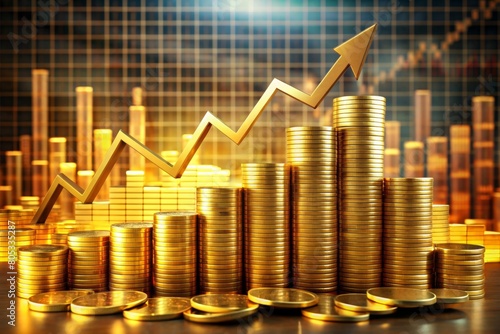 Gold market stock wealth business finance investment on money trade exchange 3d background of growth success financial currency graph 
