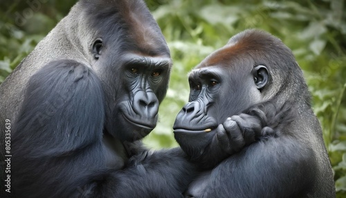 A Pair Of Gorillas Sharing A Tender Moment As They 3