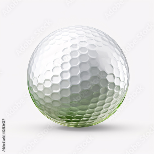 Green and white golf ball on a white background 