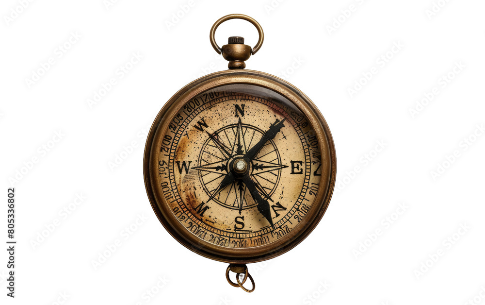 Old-fashioned Nautical Compass isolated on Transparent background.