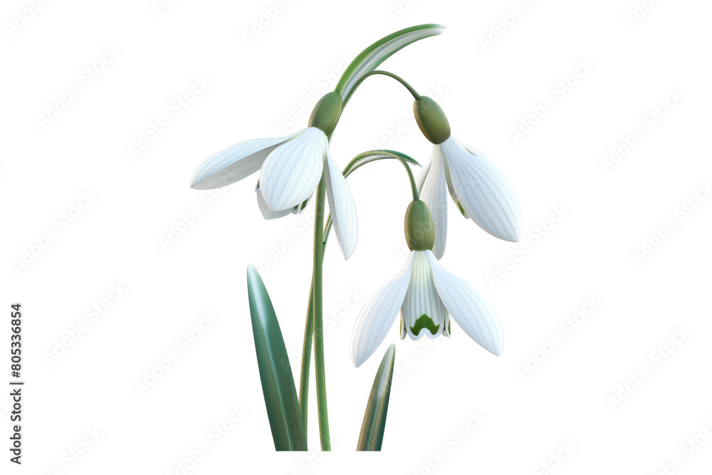 Obraz premium Snowdrop blossom isolated on transparent background