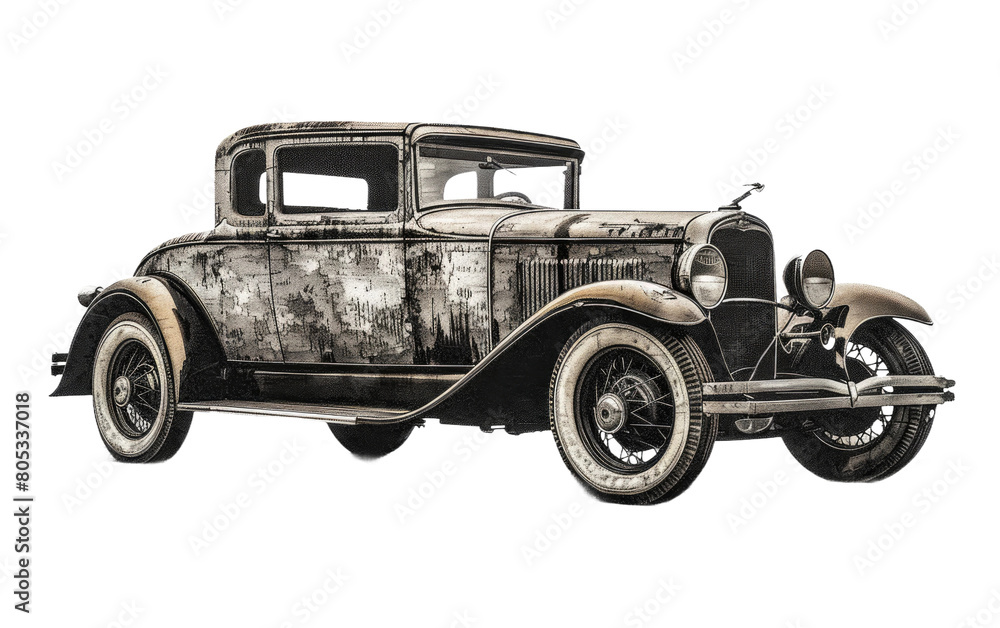 Vintage Car Halftone Image isolated on Transparent background.