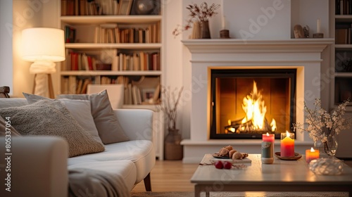fireplace blurred real estate interior