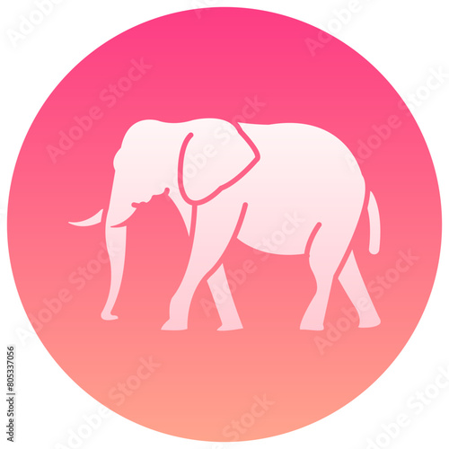elephant gradient round vector icon photo