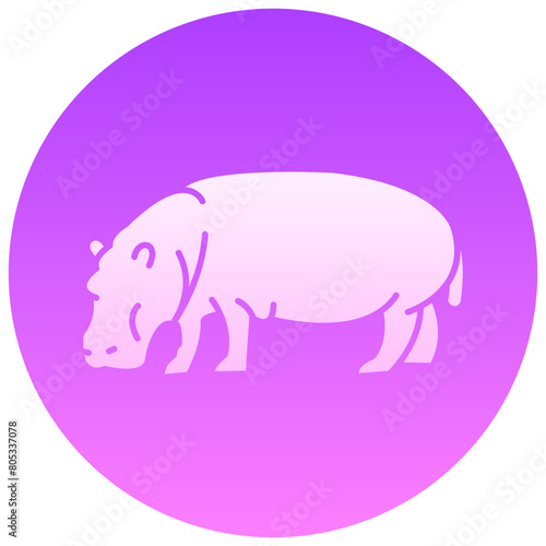 hippopotamus gradient round vector icon