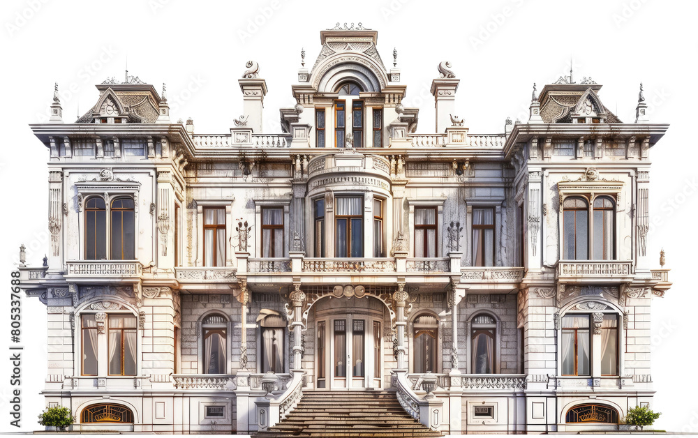 Victorian architecture Historical isolated on Transparent background.