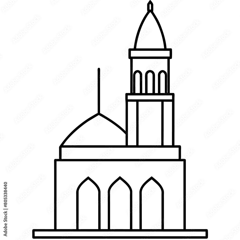 Obraz premium modern mosque tower, stylish modern mosque, (19)