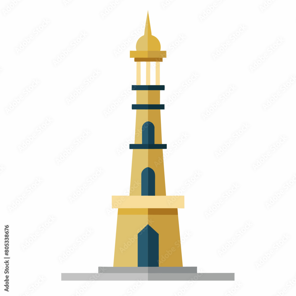 modern mosque tower, stylish modern mosque, solid white color background (22)
