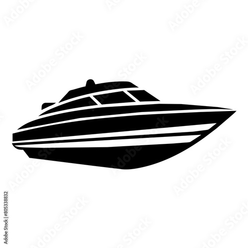 speed boat icon vector art illustration, solid white background (17)