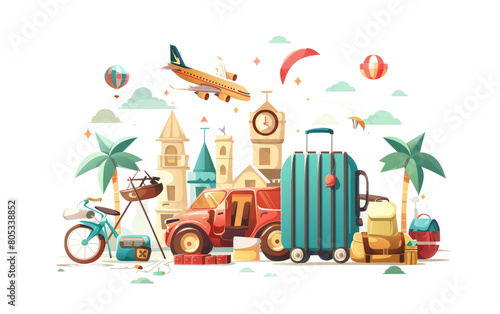 Vector Illustration of a Festival of Travel isolated on Transparent background.