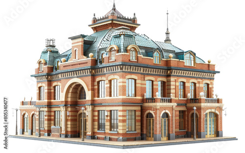 Railroad Station Architecture isolated on Transparent background.
