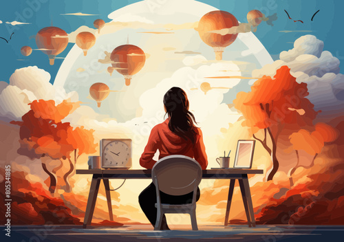 Businesswoman on laptop with hourglass and calendar planning project deadline, time countdown to launch, work organization and deadline reminder