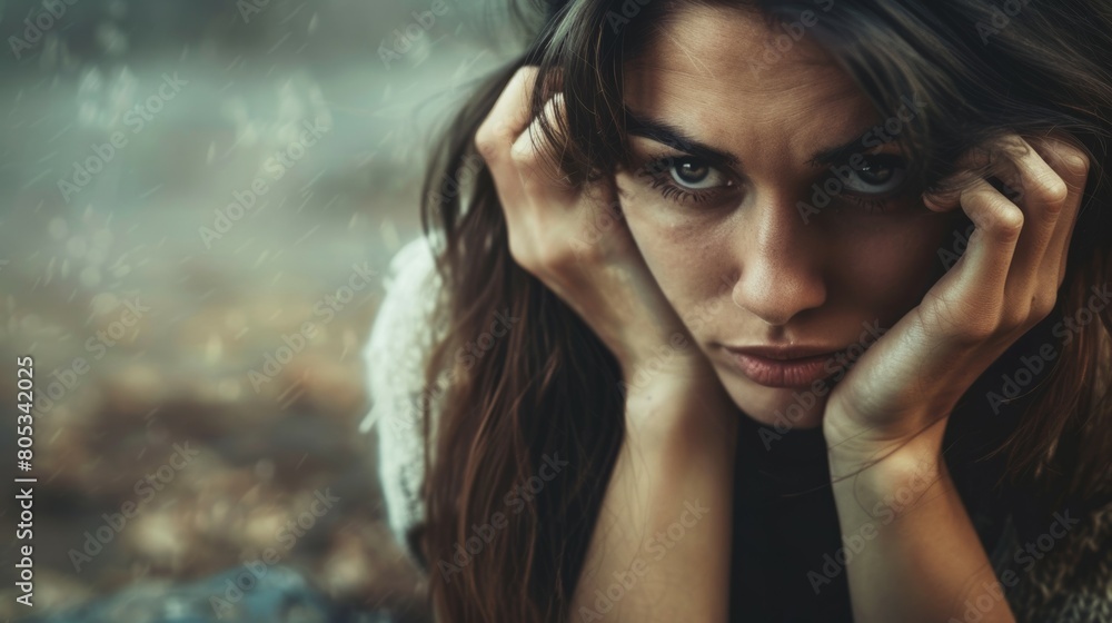 Obraz premium Sad Woman Contemplating Life Adversities