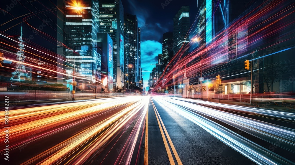 Fototapeta premium street light trails