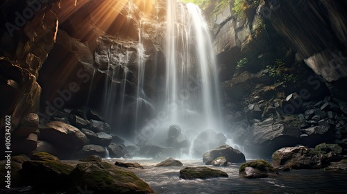 cliff light rays water