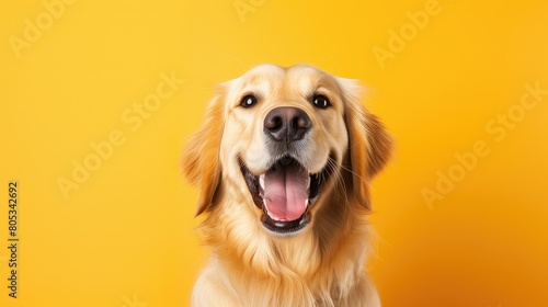 retriever dog yellow background