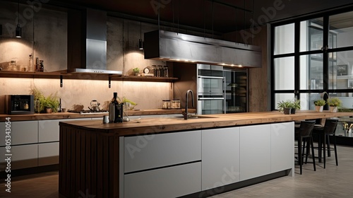 contemporary brown counter kitchen