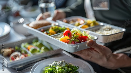 in-flight dining experience featuring healthy meal options