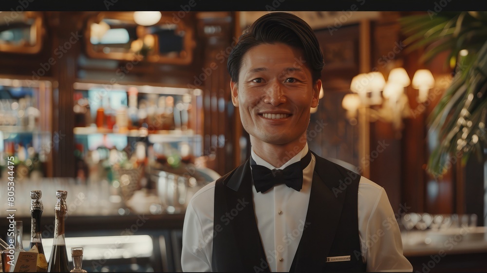 Obraz premium receptionist at a fine dining establishment offering a friendly greeting