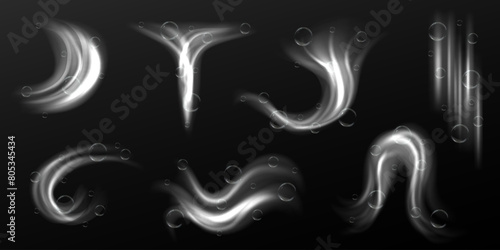 Abstract foam, sparkling wave. Clean detergent wave and soap swirl, light effect with bubbles and sparkles shine. 3D element for the design of washing powders, soaps, shampoos