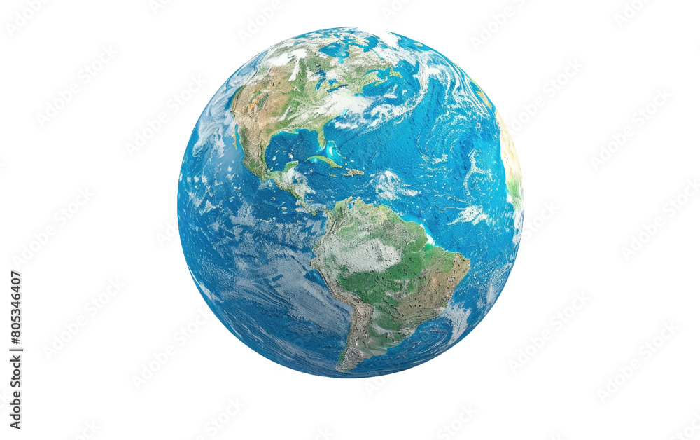 Earth's Globe, Global View of Earth from Outer Space, isolated on Transparent background.