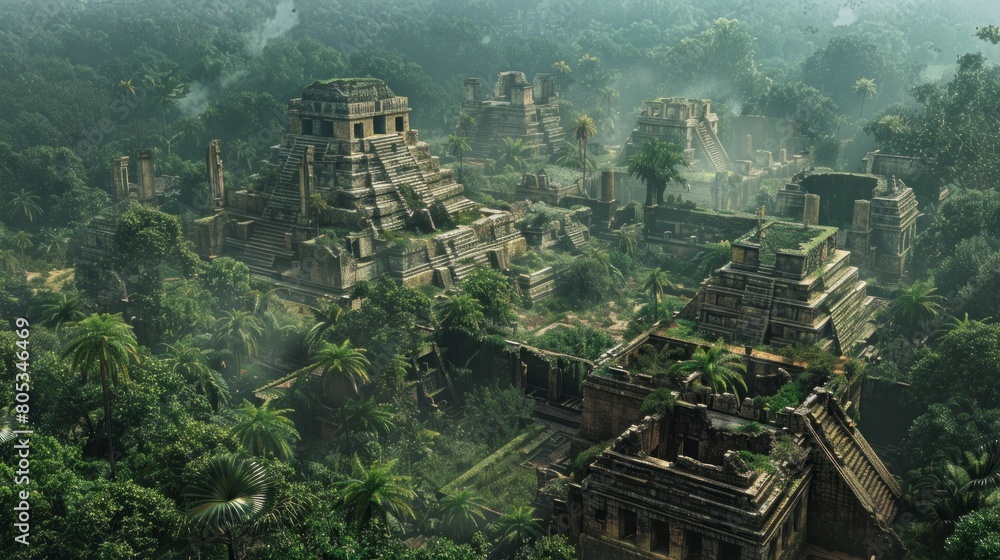 Obraz premium hidden pyramid within the amazon aerial view