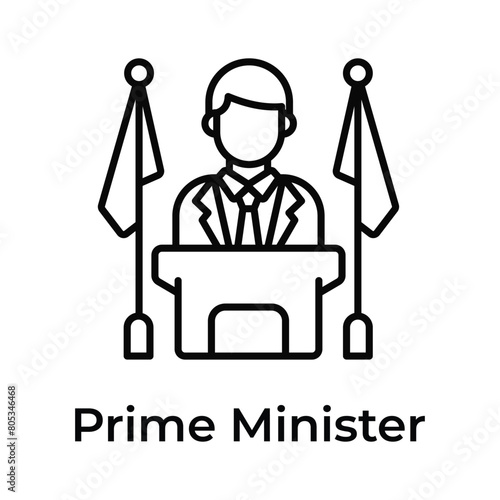 Visually appealing icon of prime minister in trendy style, ready for premium use