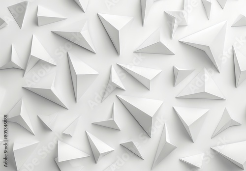 A sharp and edgy white geometric background with an array of triangles creating a modern and clean design