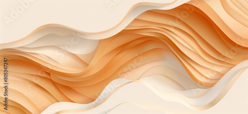 A smooth and flowing abstract design with orange waves that resemble sand dunes or contours, perfect for elegant backdrops © qorqudlu