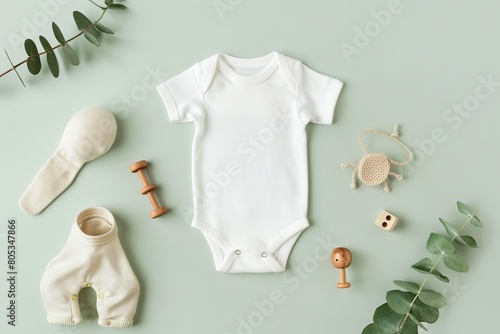 White cotton baby short sleeve bodysuit 